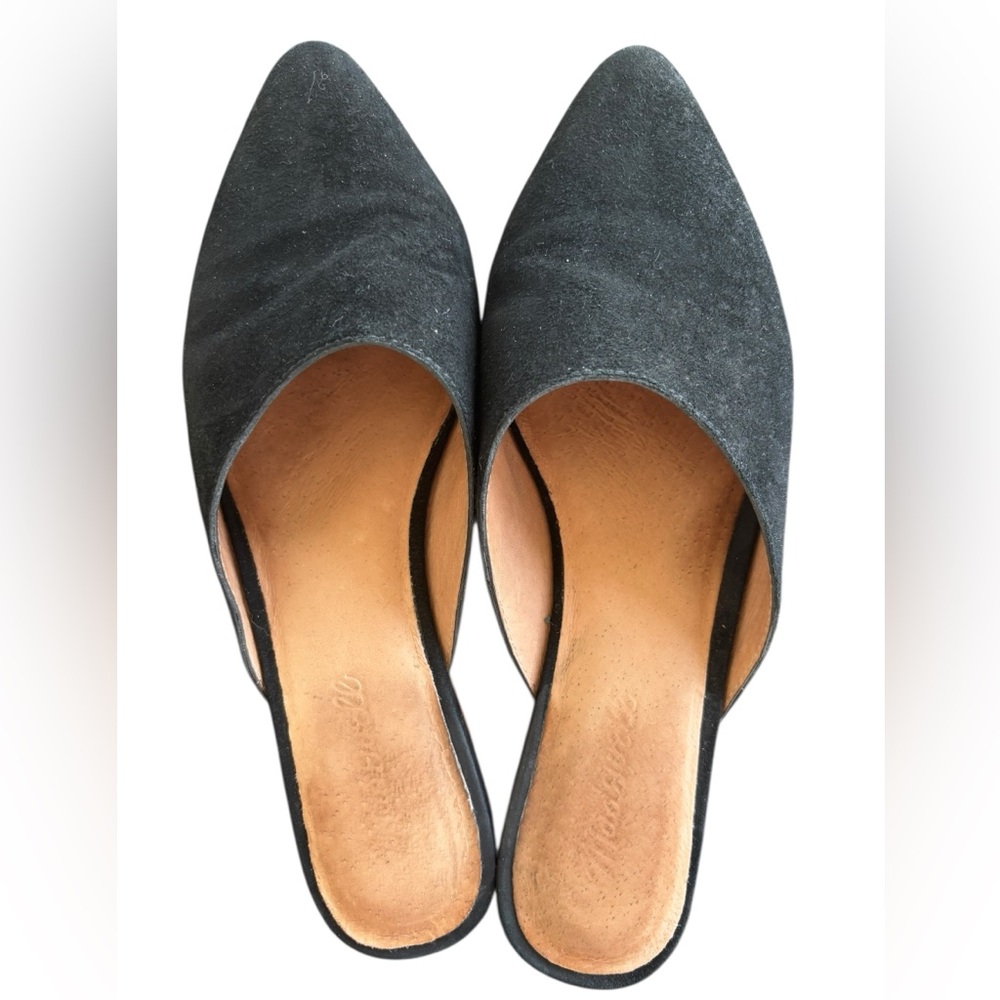 Madewell Black Suede Pointed Mule Slides